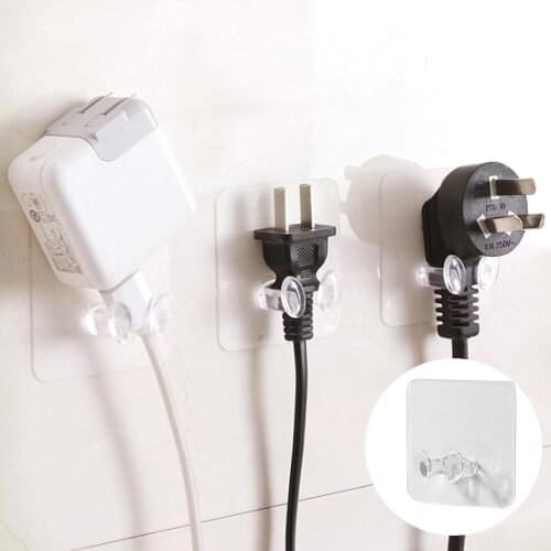 10Pcs Thicken Self-Adhesive Clear Strong Plug Hooks Wall Storage Multi-use Transparent Plastic Pasting Hook Home Office Supply