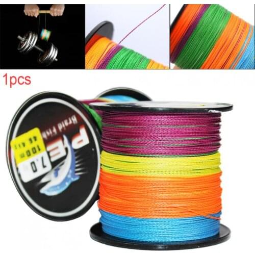 100M Multicolor Fishing Line 22-82LB 4 Strands Weaves PE Braided Multifilament Fishing Rope