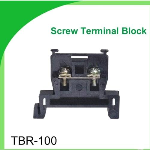 2pcs 100A Din Rail Mounted Screw Terminal Block Connector combination TBR-100 Top Hat Type