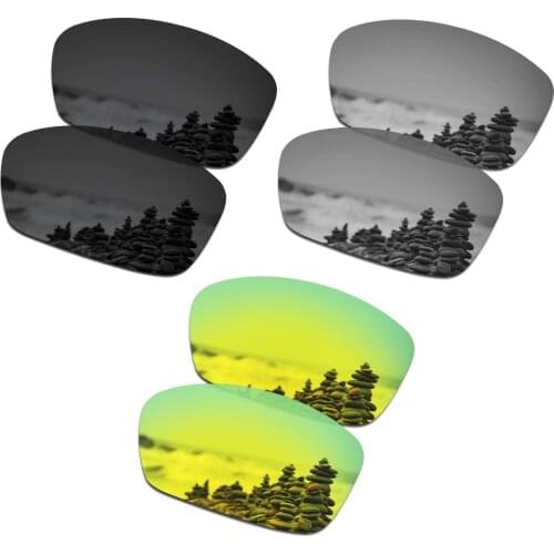 SmartVLT 3 Pairs Polarized Sunglasses Replacement Lenses for Oakley Hijinx Stealth Black and Silver Titanium and 24K Gold