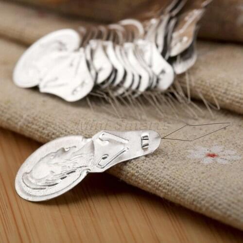 50x Silver Aluminum Bow Wire Needle Threader Stitch Insertion Tool For Hand or Machine Sewing DIY Craft Tools Accessories