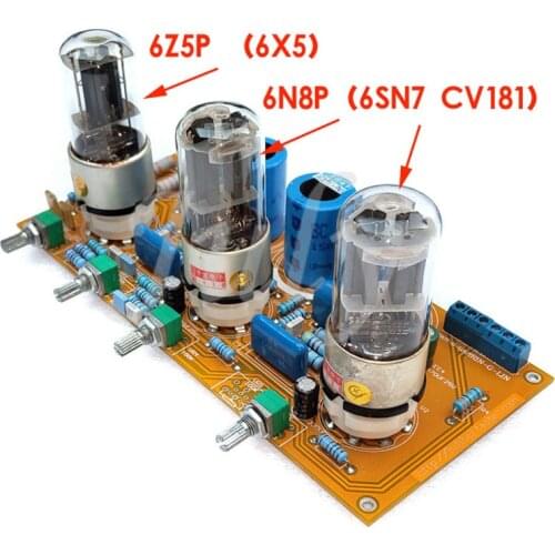 6SN7 6N8P tube bile pre-stage tuning board finished board, 6Z5 bile rectifier, frequency response 20HZ-28KHZ