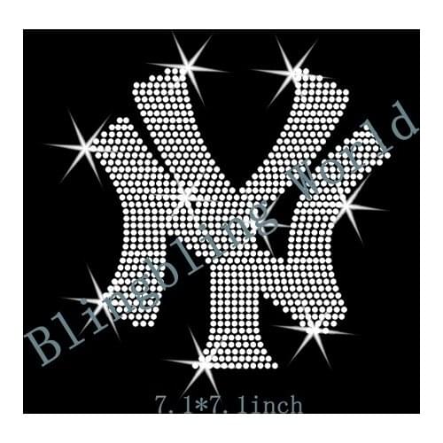 Free shipping NY sign hot fix Iron on heat transfer applique hotfix transfer rhinestones iamge for clothing for you