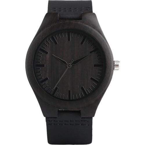 Nature Wooden Watch 2020 Minimalist Clock Bamboo Leather Band Fashion Men Male Clock Gift Dropshopping