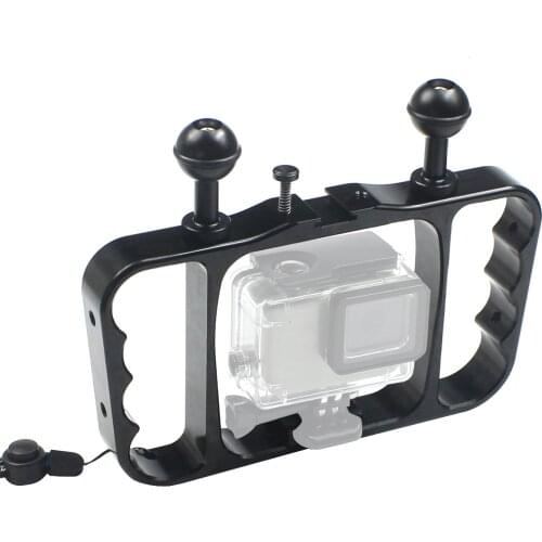 CNC Stabilizer Bracket Dual Handle Grip FlashLight Diving Tray for GoPro Hero 9 8 7 6 MAX AKASO EK7000 4K for Insta360 ONE R