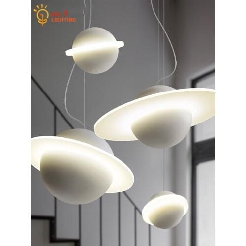 Minimalist Design Jupiter Ring Art Decorative Pendant Light Dreamy Atmosphere Hanging Lamp Living/Childrens Room Bedroom Salon