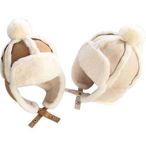 Children Kids Girls Boys Bomber Hat with Ear Flaps Warm Faux Fur Windproof Cap