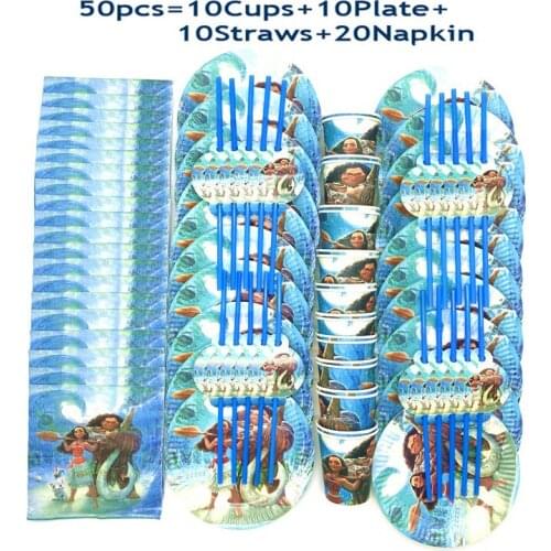 Disney Cartoon Moana Maui birthday Party Disposable Tableware Birthday Decorations Shower Dinnerware Cup Plate Party Supplies