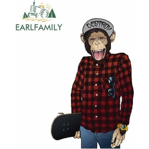 EARLFAMILY 13cm x 8.5cm For Monkey Skater Car Decal Auto Car Assessoires Stickers Vinyl Material 3D Decoration Scratch-Proof