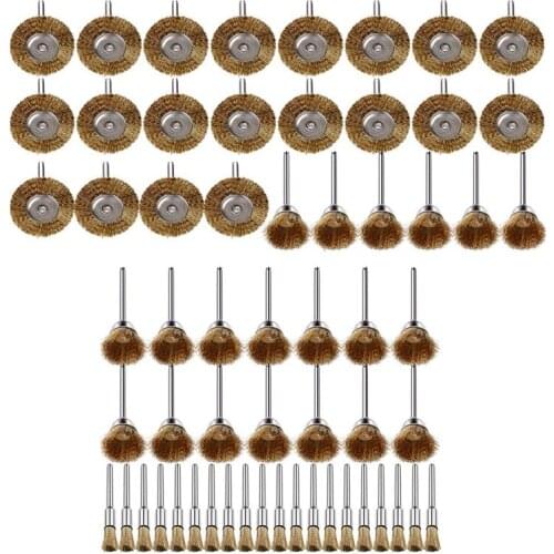 GTBL 60Pcs Mini Wire Brush Wheel Cup Steel Wire Brush Set Shank For Power Dremel Rotary Tools Polishing Buf