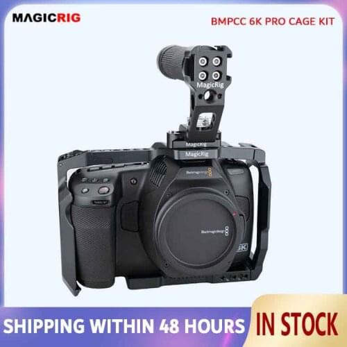 MAGICRIG BMPCC 6K Pro Cage Kit for Blackmagic Design Pocket Cinema Camera 6K Pro with NATO Top Handle(Rubber Grip) & NATO Rail