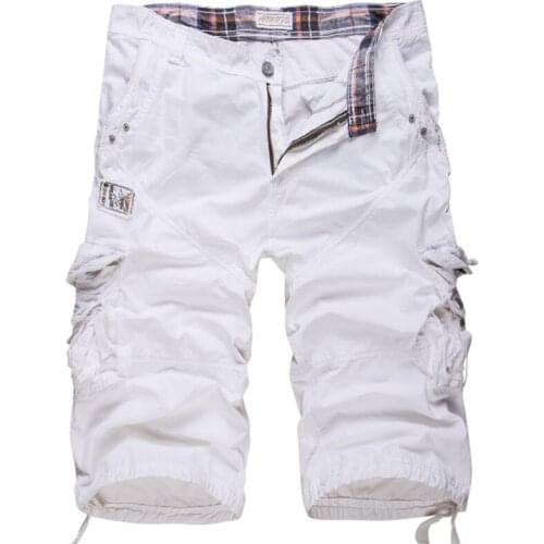 New arrival solid casual knee length shorts men cargo short pants Multi-pocket tooling shorts large size Cotton shorts men