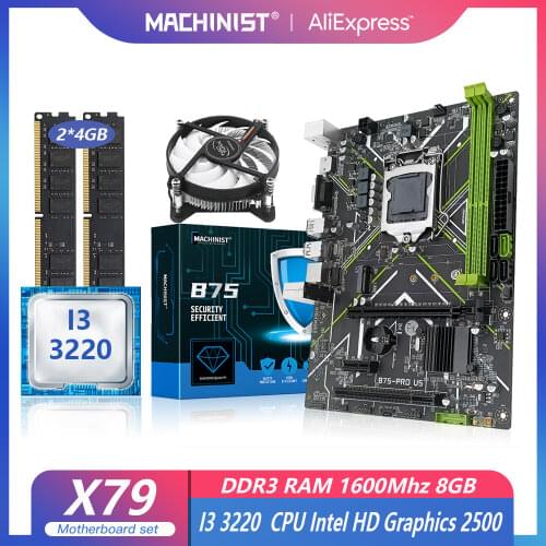 B75 motherboard LGA 1155 set kit with Intel core I5 3570 processor 8G(2*4G) RAM memory with Cooler cooling FAN X7-V124