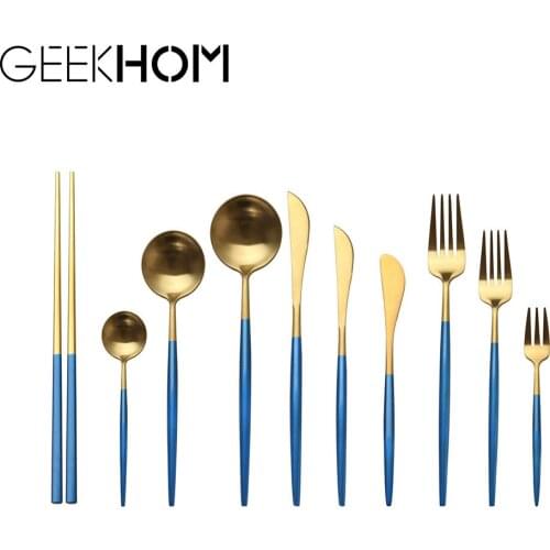 Stainless steel tableware tableware suit green gold spork knife suit reusable tableware suit dinnerware set eco friendly