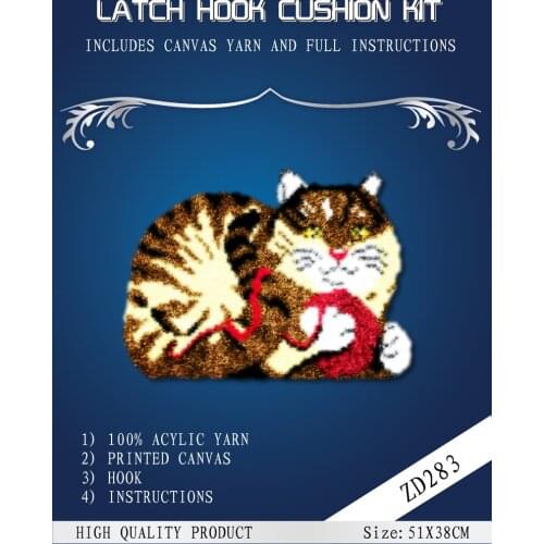 Latch Hook Rug Kits Embroidery Pillow Flower Knitting Rose Kussen Knooppakket Sewing Thread Craft Cushion Kits Do