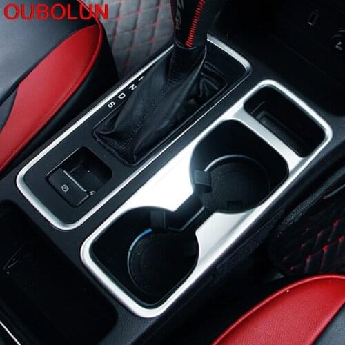 OUBOLUN For Ford Kuga Escape 2017 ABS Chrome Back Rear Seat Water Cup Holder Frame Matte Internal Car Styling Trim Stickers