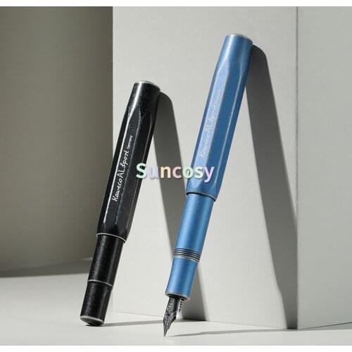 AL Sport Fountain Pen - Stonewashed Black , Blue - Medium Point,Classic Design Made of High-quality Aluminium