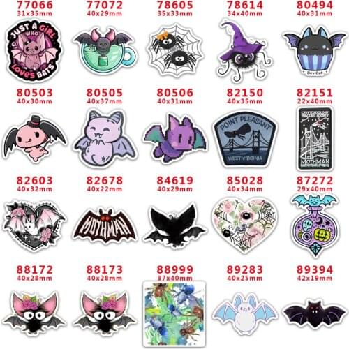 DIY Craft Supplies Sewing Accessories Cartoon Halloween Bats And Spiders Printed Planar Resins Mold 10 Pieces. PR-77066