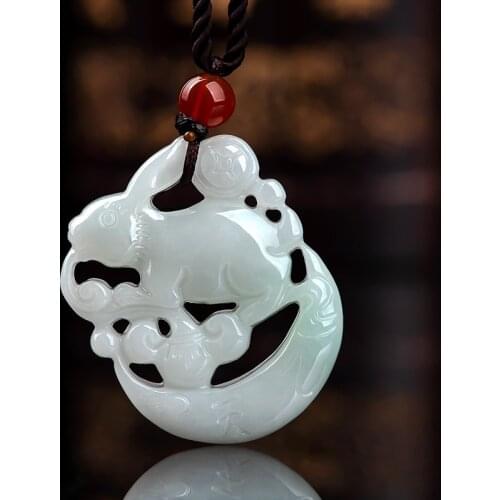 Natural Myanmar Class A Jade Jade Rabbit Zodiac Pendant Lucky Jade Men’s Necklace Female Pendant Jade Pendant