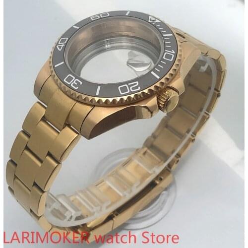 Transparent back cover 904L stainless steel gold strap bracelet with 40mm sapphire glass ETA NH36 MH35 case gray bezel