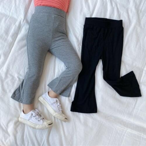 Flare Childrens Pants Girls Clothes Gray And Black All-match Leggings Cotton Childrens Pants Spring And Summer Boot Cut Pant