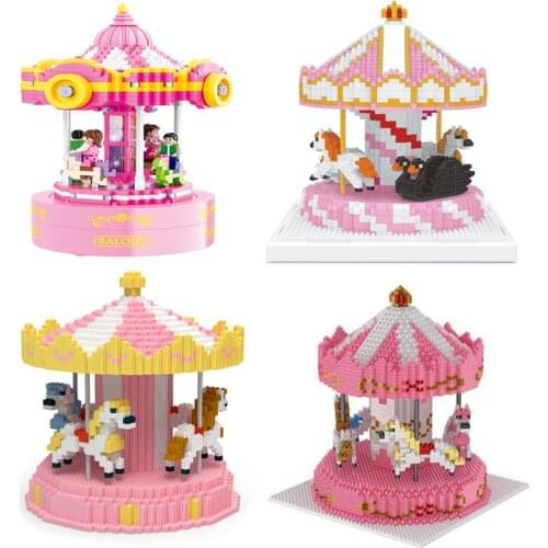 Diamond Blocks Flamingo Whirligig Swan Model Crane Machine Clip Doll Machine Building Bricks Toys Set Mini Micro Duck
