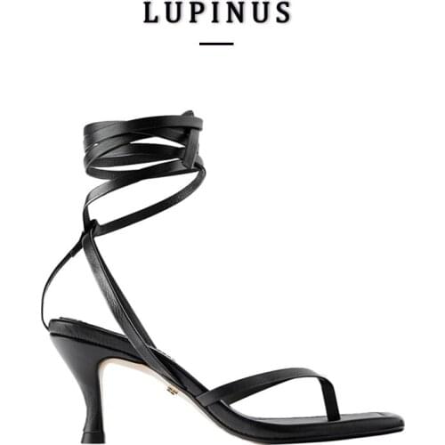 Summer Black Ankle Strap Women Sandals Vintage High Heels Women Sandals Thong Toe Gladiator Sandals Stiletto Heel Shoes Woman