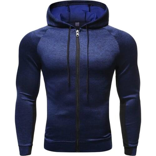 Hooded Fitness Sport Jacket Coat Men Quick Dry Running Jacket Zipper Hoody Sweatshirt Sportswear Gym Hoodies Training Clothing