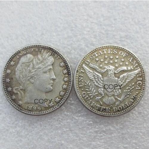 USA Barber Quarter Dollars 1899 Different Mint Silver Plated Copy Coin