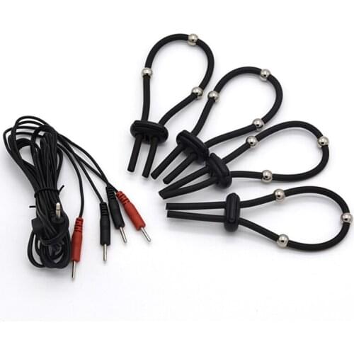 Steel Ball Penis Ring Electric Shock Cable electro shock sex toys electro stimulation sex Toys For TENS Adult game Accessories
