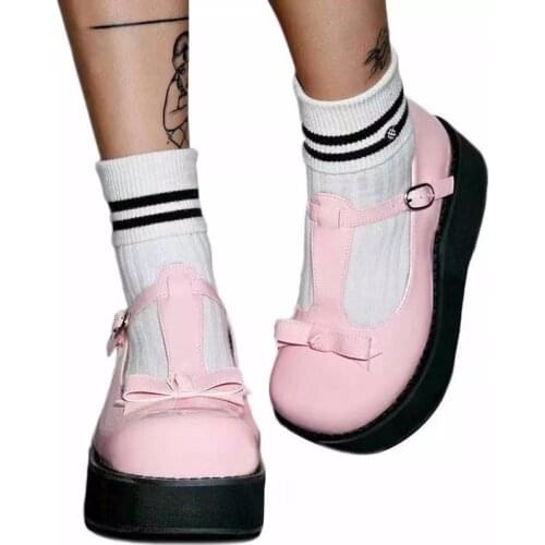 New Fashion Ladies Sweet Cute Platform Pumps Thick Bottom Pink Pumps Women Heart Lolita Concise Cosplay Shoes Woman