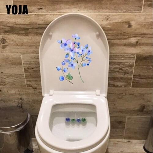 YOJA 16*22.4CM Watercolor Wind Lilac Flowers Modern Art Home Wall Decor WC Toilet Sticker T1-0716