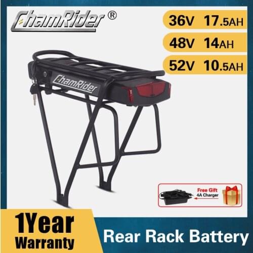 Rear Rack 48v 36v Ebike Battery 52v electric bike Bicycle battery for Bike Lithium Li-ion Battery Pack Carrier Trunk