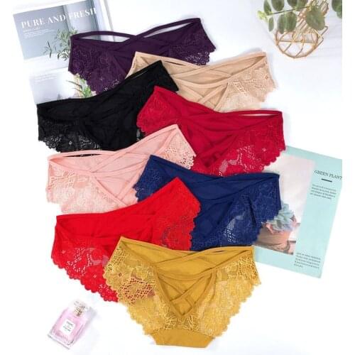1Pcs womens panties thin straps seamless ice silk sexy lace briefs breathable comfortable high-elastic mid-waist panties
