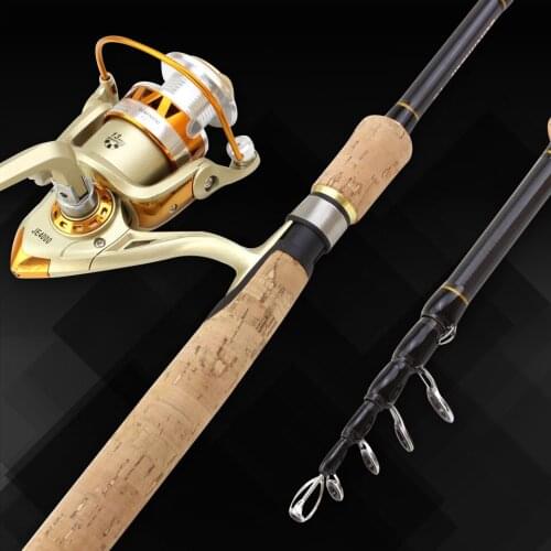1.8m 2.1m 2.4m 2.7mNew Telescopic Lure RodCarbon Fiber Cork Wood Handle Spinning Rod Fishing Pole Tackle AW