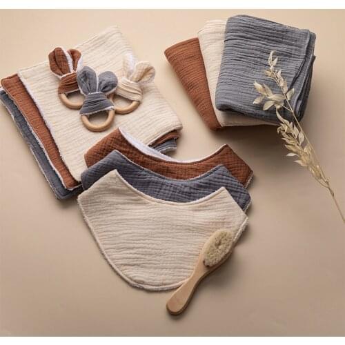 1Set Double Carton Bib Triangle Scarf Solid Color Baby Feeding Newborn Cartoon Aprons Adjustable Baby Bibs Breakfast Burp Cloth