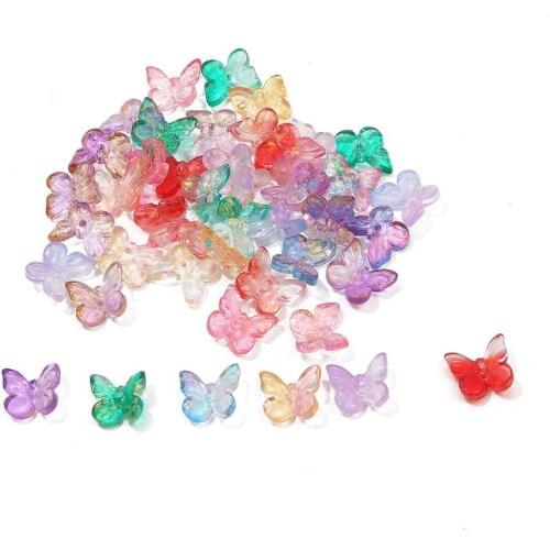 11*9.5mm Small Butterfly Shape Lampwork Beads Multi Gradient Color Glass Beads 10pcs For Jewelry Making Handmade DIY Accessories