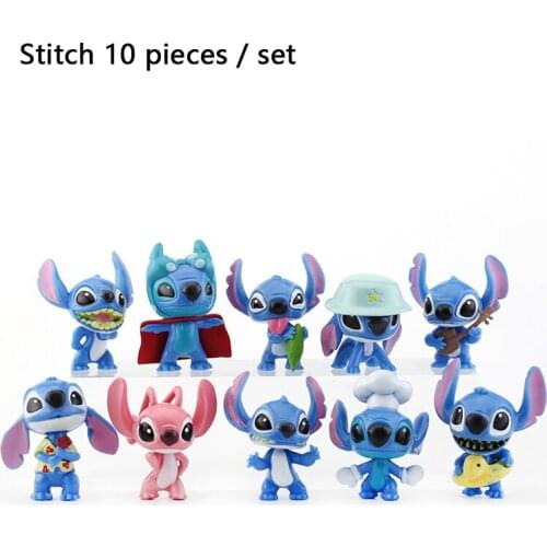 10 Pieces / Set of 4cm * 3cm PVC Lovely Stitch Cake Decorations Stitch Model Toys Creative Birthday Gifts Christmas Gifts