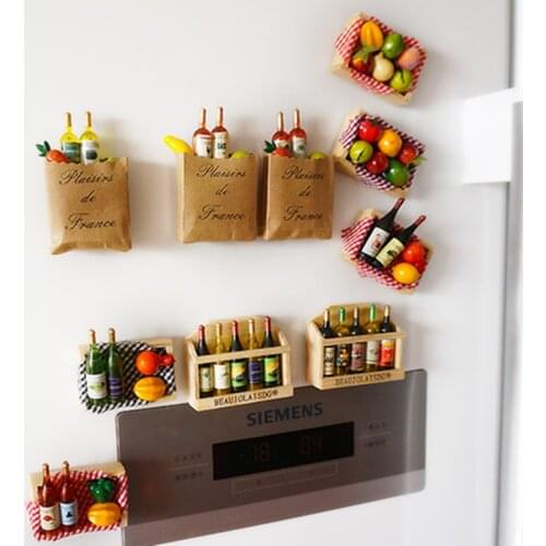 10pcs Multi-color 3d cartoon fruit fridge magnet refrigerator Refrigerator Sticker wooden home decorations