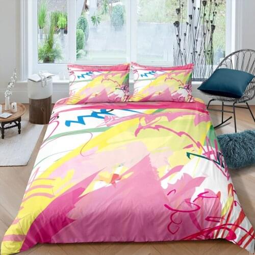 2/3pcs Flower Printed Bedding Set Soft Colorful Duvet Cover Set Pillow Case Queen King Size Bedclothes Creative Quilt Covers