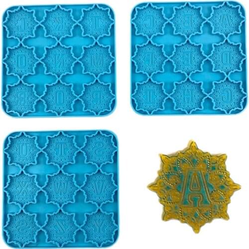 3Pcs DIY Epoxy Resin Mold Mandala English Alphabet Phone Keychain Silicone Mold For Resin