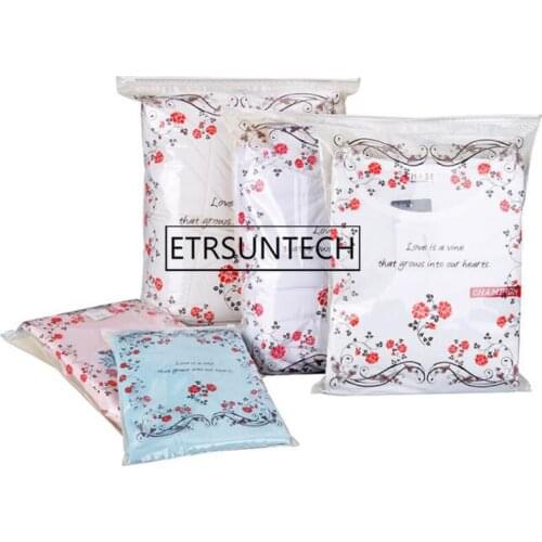 300pcs Reclosable Rose Clear Plastic Underwear Storage Bag For Travel Clothes Package Garment Packaging Bag