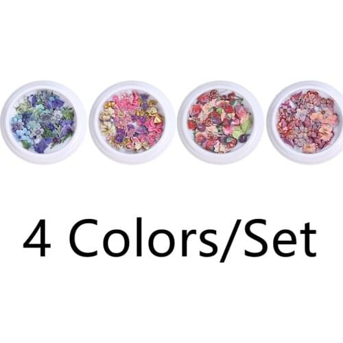 4Colors/Set Nails Accesorios Fruits Flower Bee Sticker Tip Mixed Wood Pulp Piece Nails Decoration Nail Supplies For Professional