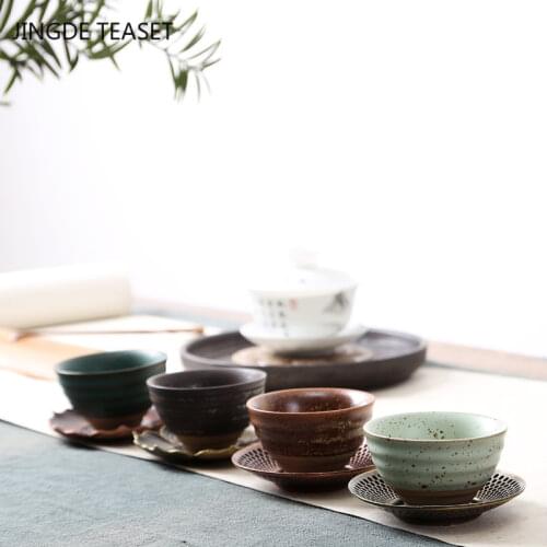 Chinese Ceramic Teacup Handmade Stoneware small Tea Bowl Boutique Tea set Accessories Master Teacup Single Cup Drinkware 60ml