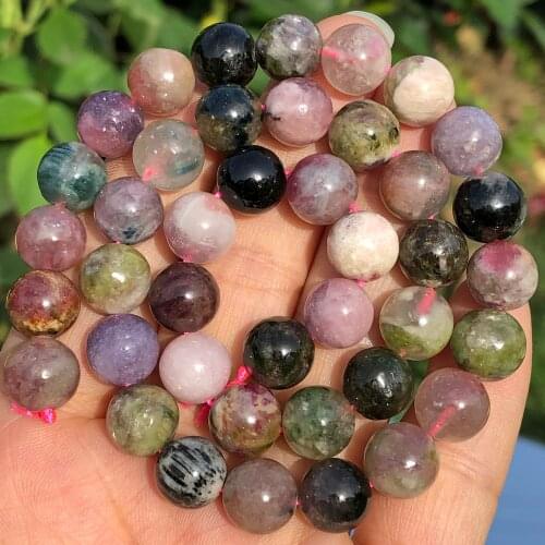 AAA Natural Colorful Tourmaline Stone Beads Gem Round Loose Spacer Beads for Jewelry Making Diy Bracelet Necklace 4/6/8/10/12mm
