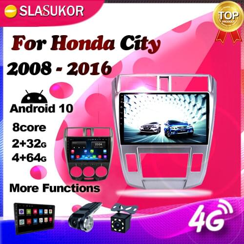 Android 10.0 Multimedia Player For Honda City 2008 2009 2010 2011 2012 2013-2016 Navigation GPS 4G Car Radio keine No 2din DVD