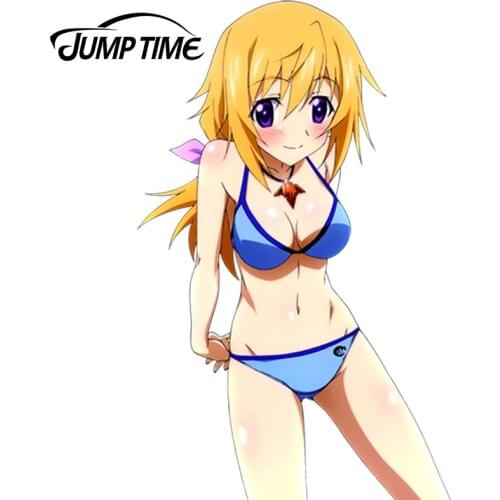 JumpTime 13cm x 8.2cm 3D Car Stickers Infinite Stratos Anime Car Styling Cartoon Lovely Bikini Girl JDM Waterproof Body Decals