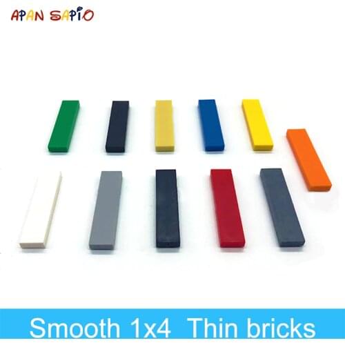 100pcs DIY Building Blocks Thin Figure Bricks Smooth 1x4 Dots Educational Creative Toys for Children Size Compatible With 2431