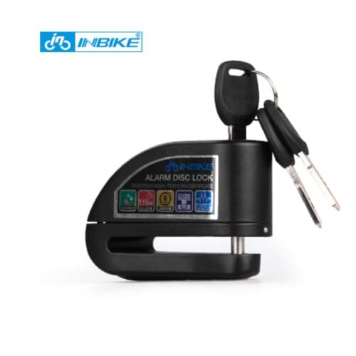 INBIKE Anti-theft Bicycle Wheel Disc Brake Lock Motorcycle Security Alarm Electron for Bike 6mm Pin with Lock Bag and Alarm Rope