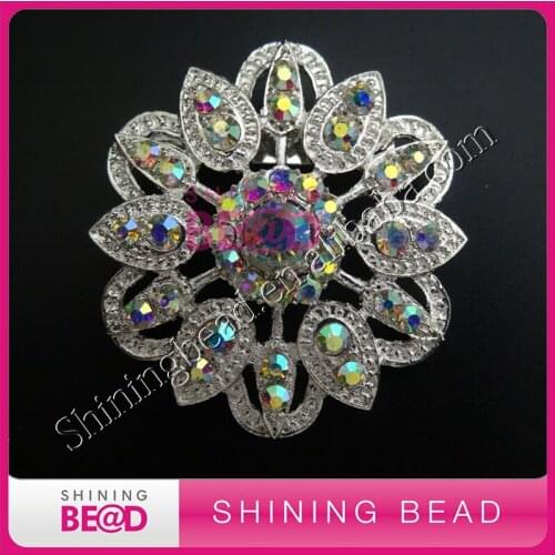 Crystal AB color rhinestone brooch with pin on back,free shipping,fashionl rhinestone brooch for wedding bouquet